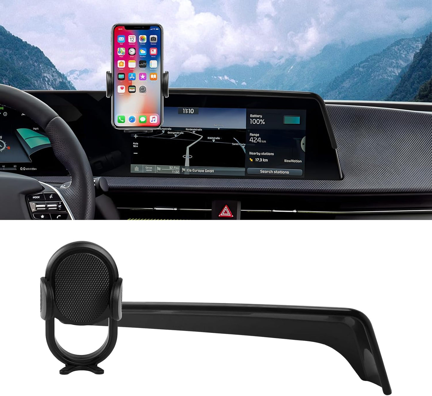 Car Phone Holder for 2022 2023 2024 2025 Kia EV6 Accessories Phone Mount 12.3-Inch Screen Cell Phone Automobile Cradles Hands-Free 360 Degree Rotation