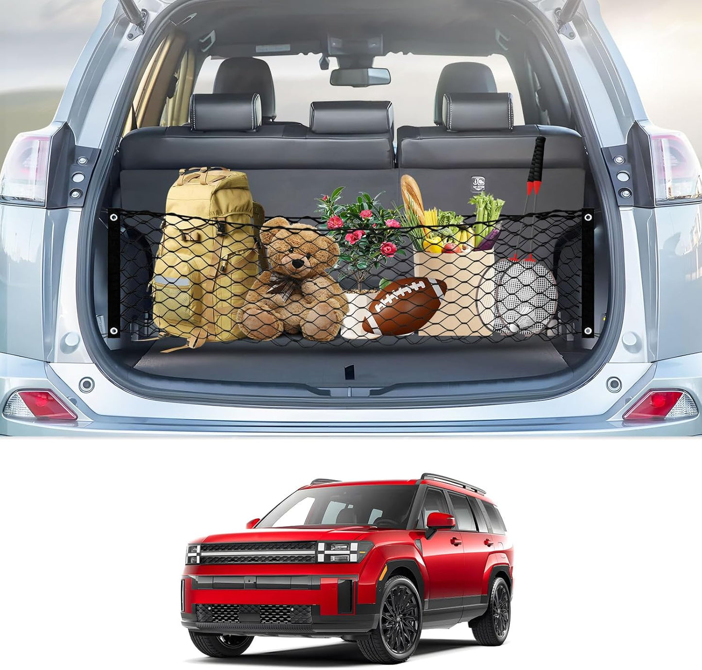 for Rivian R1T R1S Envelope Style Truck Bed Cargo Net 2022-2024 2025, Highly Elastic Pickup Truck Bed Cargo Net for Rivian Accessories Double Layer Nylon Mesh Storage Netting Organizer