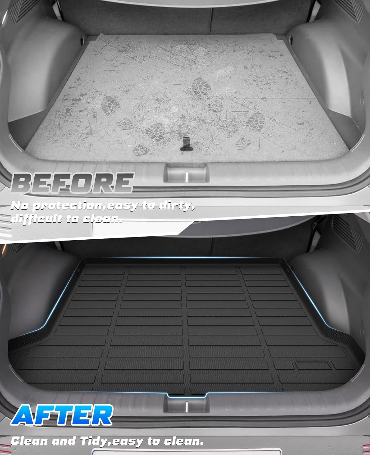 Cargo Liner for 2022 2023 2024 Hyundai Ioniq 5 Accessories TPE Cargo Mat All Weather Odorless Anti-Slip Rear Cargo Tray Heavy Duty Trunk Mat Black Trunk Floor Liners