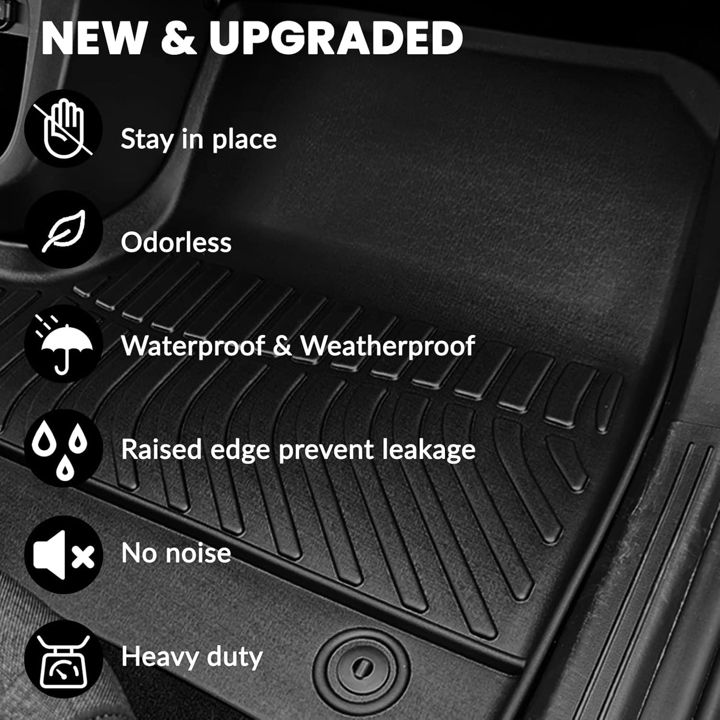 All Weather Floor Mats Fit for Hyundai Kona Electric(Ev) 2024 2025 TPE Rubber Liners Kona 2024 2025 Accessories Set All Season Guard Odorless Anti-Slip Floor Mats Black