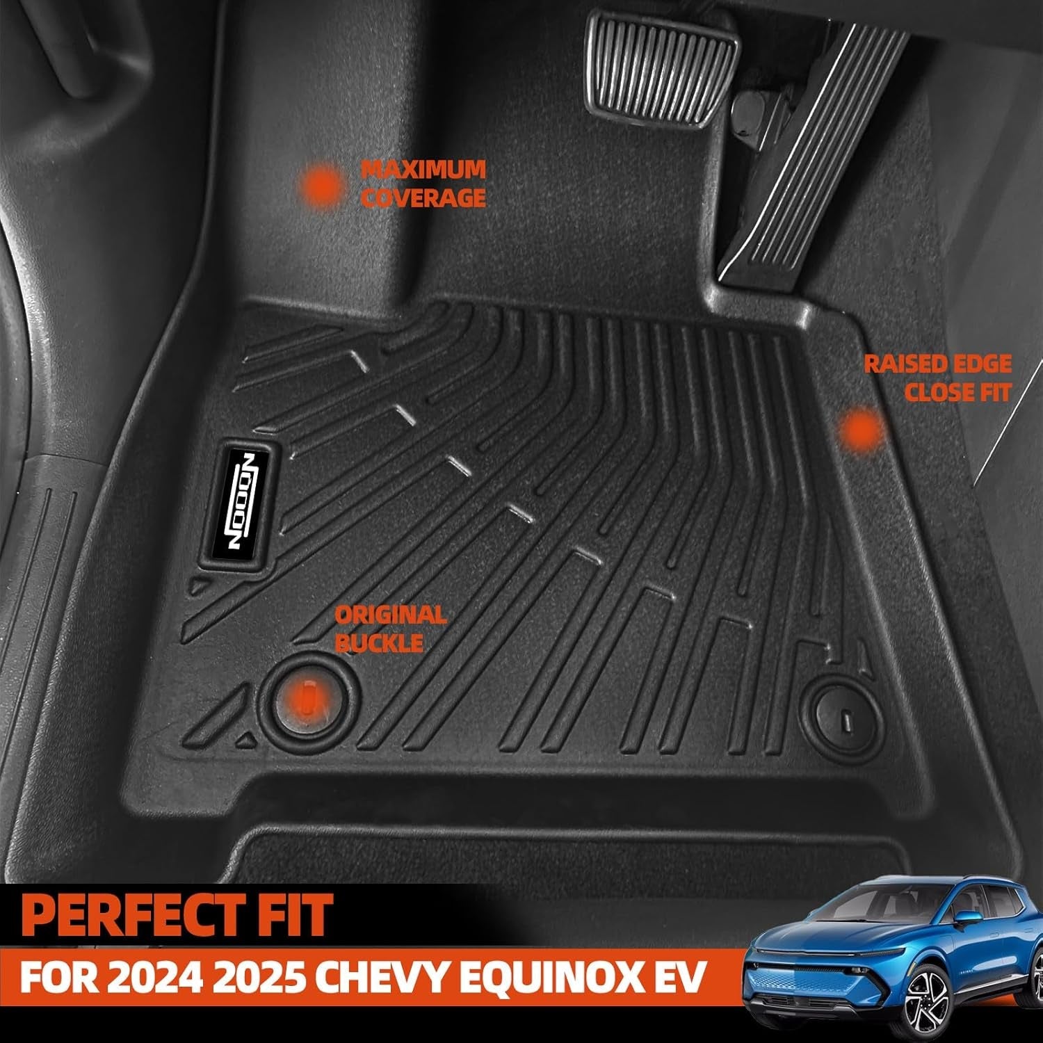 Floor Mats & Trunk Mat & Backrest Mats All Weather for 2024 2025 Chevy Equinox EV Electric (Non Fuel) Floor Mats for Chevrolet Equinox EV Floor Mats Accessories