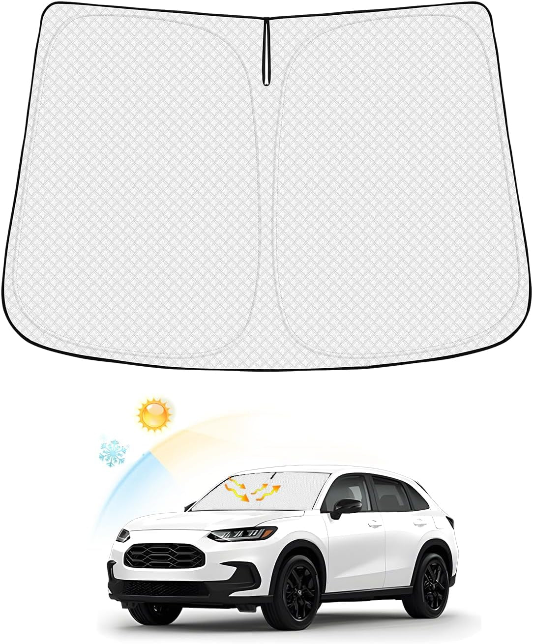 Windshield Sun Shade for 2021-2024 2025 Ford Mustang Mach-E Accessories Thicken 6-Layer Front Window Sunshade Cover Sun Visor Protector Foldable Block UV Rays Keep Vehicle Cool