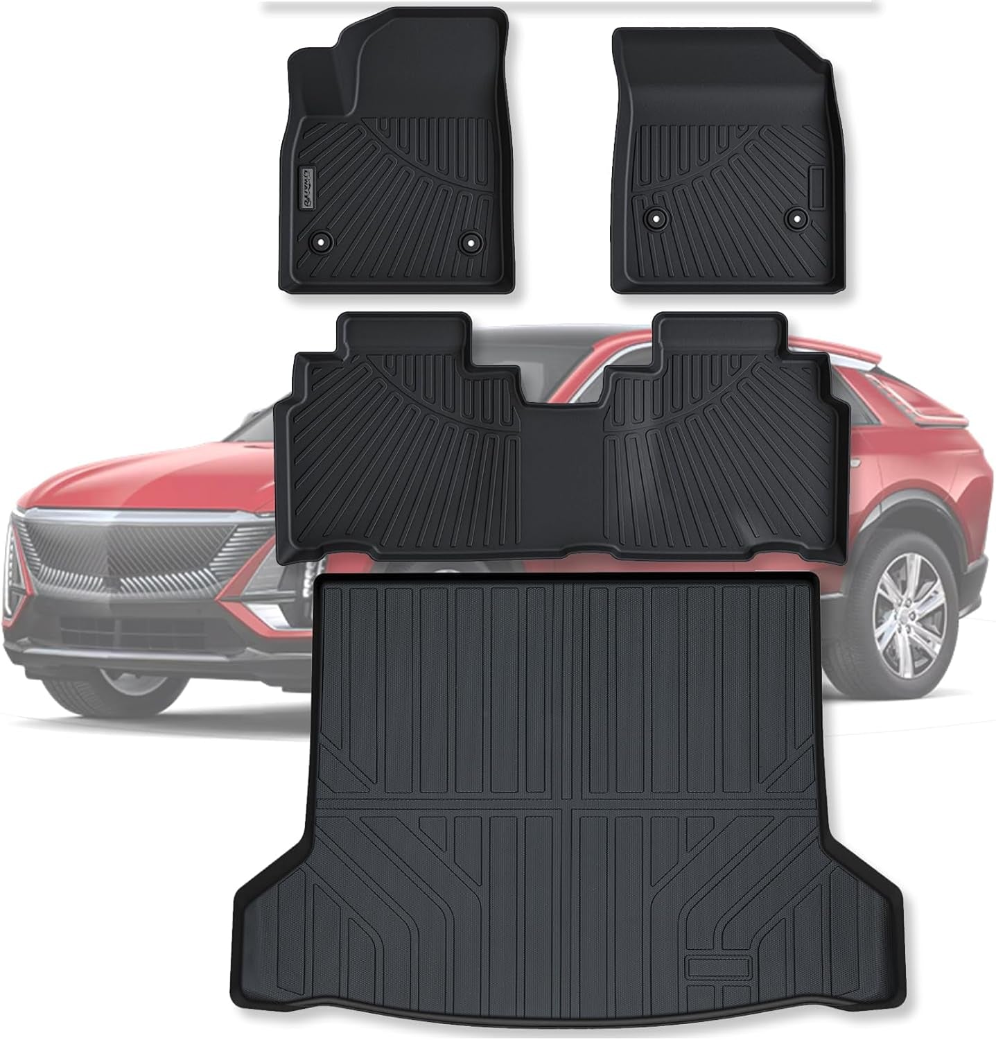 Floor Mats & Trunk Mat for 2023 2024 2025 Cadillac Lyriq,Tpe All Weather Protection 2 Rows Car Floor Liners with Cargo Liners Accessories