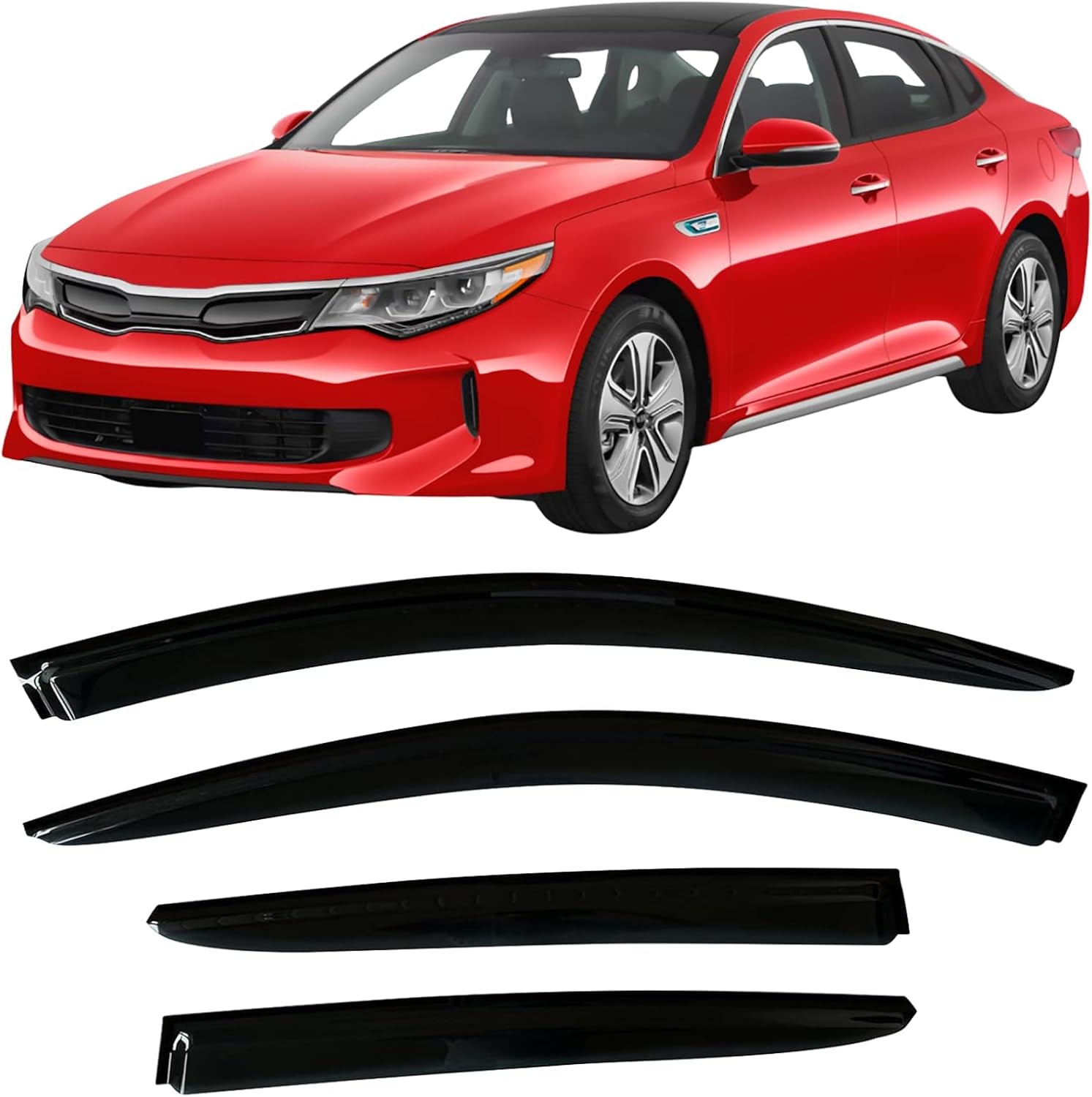 2022-2025 Tape-On Side Window Visor Deflectors for Kia EV6 Rain Guards Light Wind Gt-Line Durable Tinted Shade 2023 2024