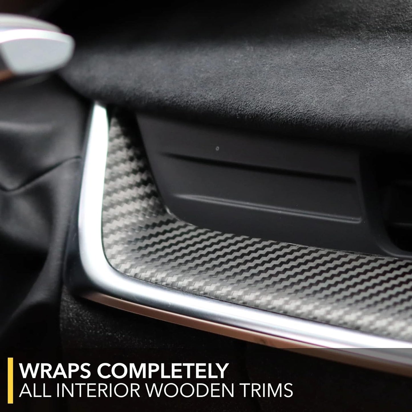 Interior Wrap for Lucid Air - Includes Center Console Lid, Dash (2Pc), Door Trims (2Pc Each) Vinyl Wraps (Black Carbon Fiber)