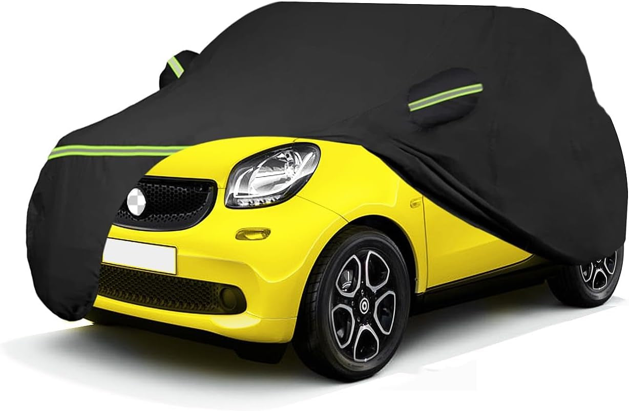 Waterproof Car Covers for 2007-2023 Fiat 500/500C/500E Abarth/New Fiat 500 (Black) 210T Custom Outdoor Storm Hood