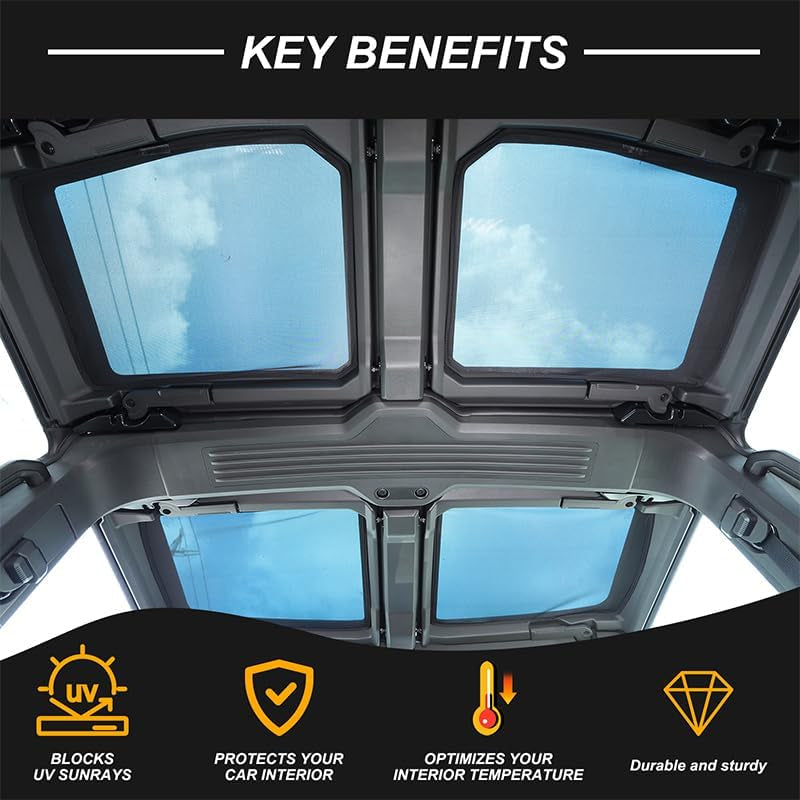 Roof Sunshade for Hummer EV Accessories 4 Glass Visor Sunroof Sun Shade Protection Heat Insulation Top Window Cover UV Blocking Won'T Sag for Hummer EV 2024-2025 (Foldable Heat Insulation Film)