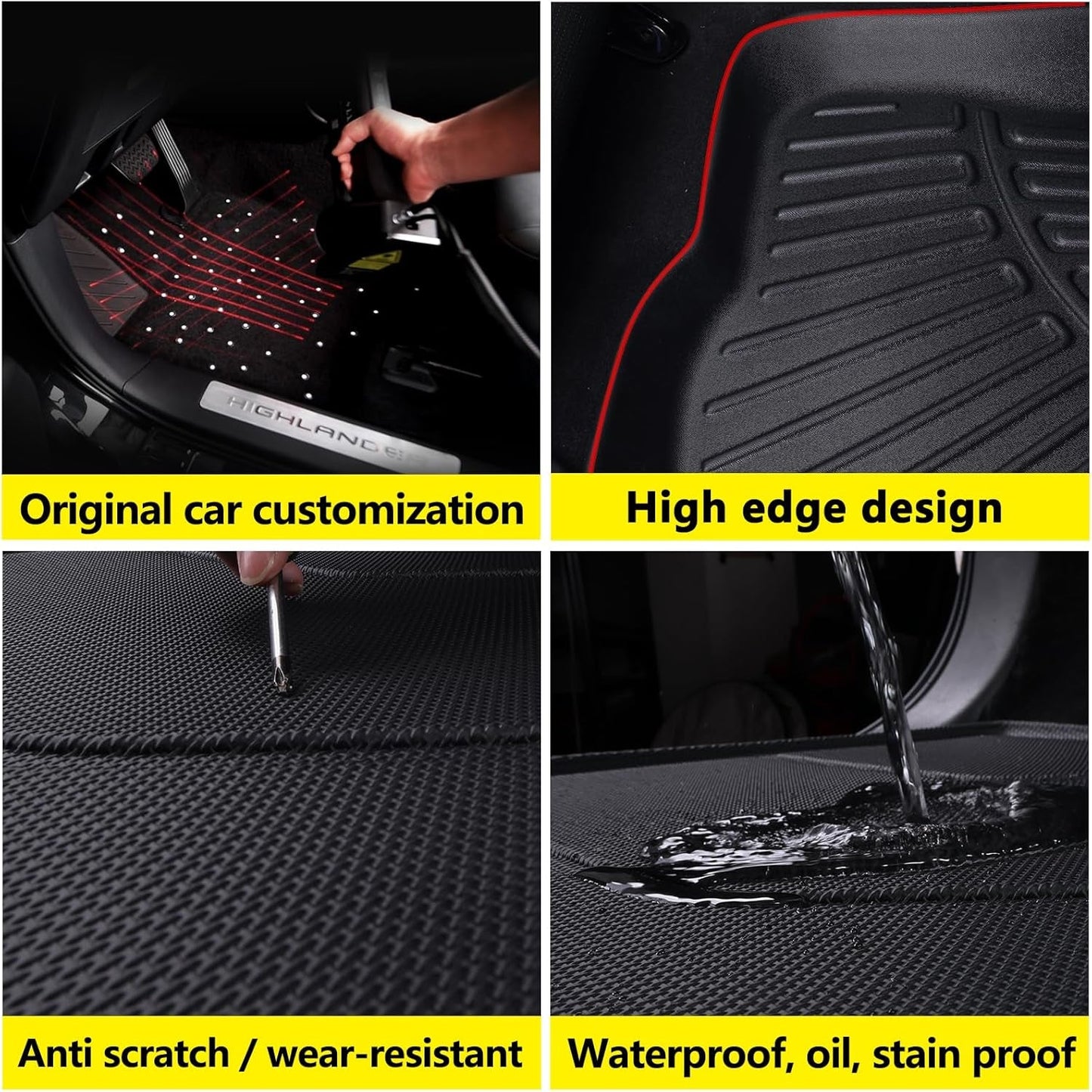 Floor Mats & Trunk Mat for 2023 2024 2025 Cadillac Lyriq,Tpe All Weather Protection 2 Rows Car Floor Liners with Cargo Liners Accessories