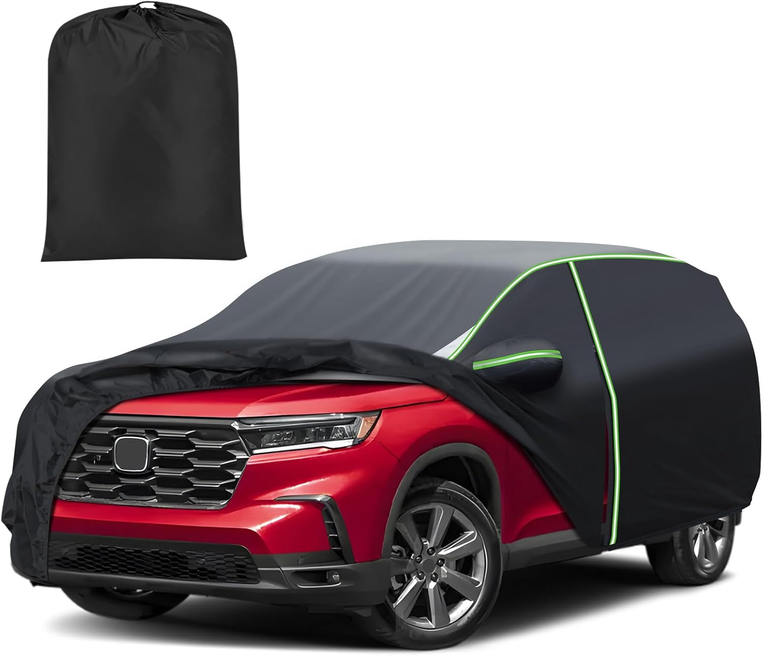 Car Cover for Kia EV9 2024, Full Car Cover All Weather Car Covers for EV9, Waterproof Outdoor Cover with Zipper Door Reflective Strips