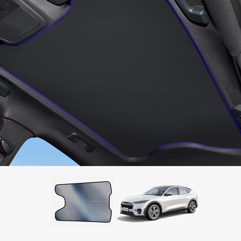 Foldable Roof Sunshade Compatible for Ford Mustang Mach-E 2021–Present Accessories Upgraded Heat Reflective Car Interior Window Sunroof Sun Shade