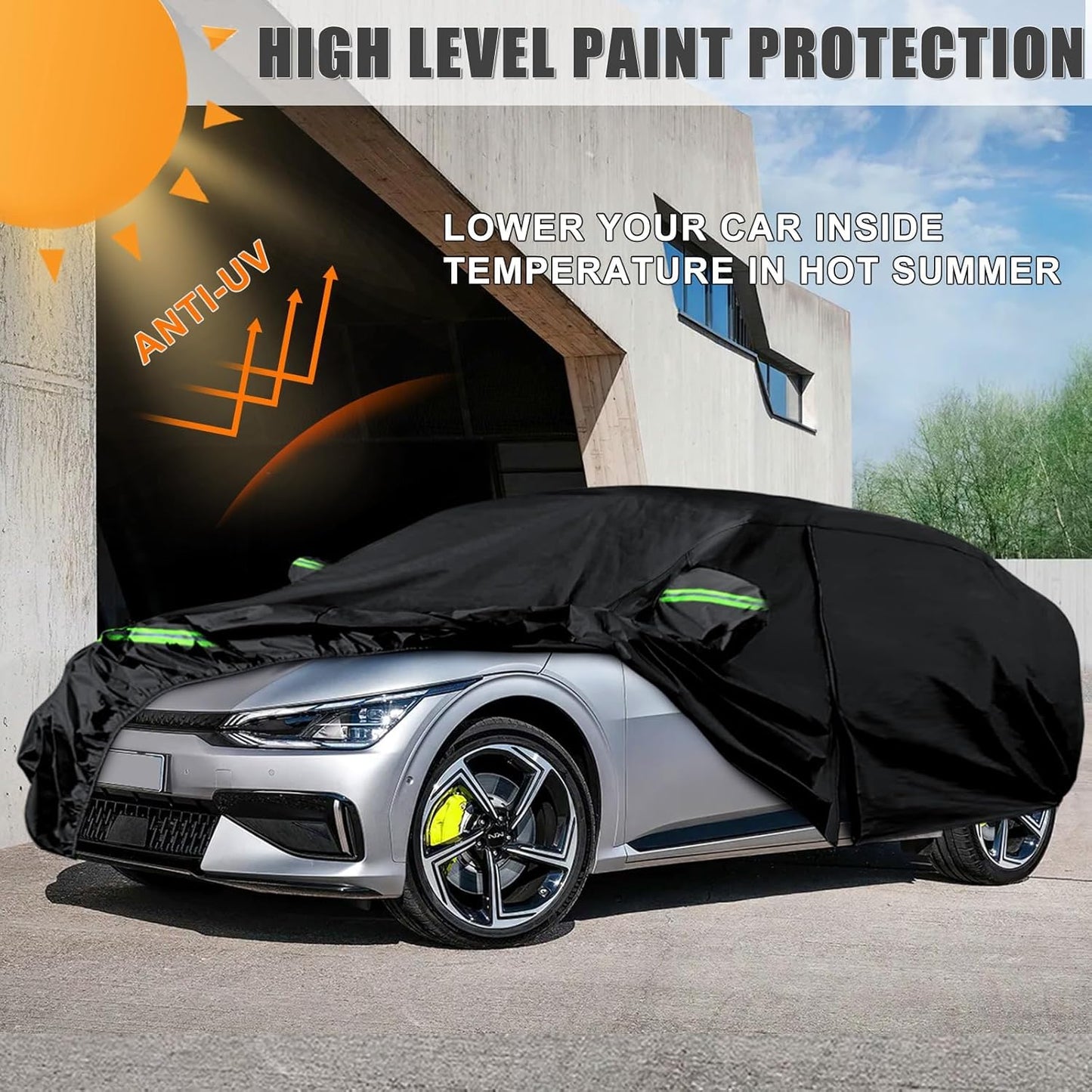 Waterproof Car Cover Replace for 2021-2024 Kia EV6 Standard Range/Long Range/Gt, 210T plus Cotton Inner with Zipper&Charging Hole for Car Dust Snow Rain Hail Protection