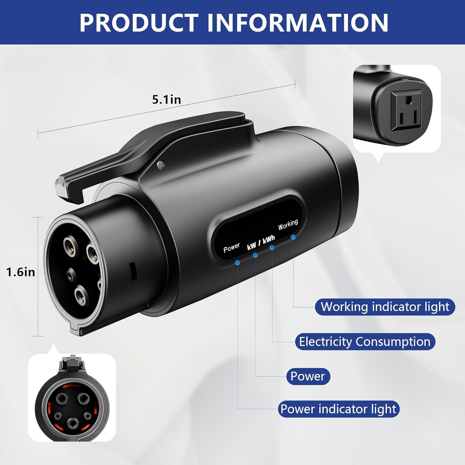 V2L Adapter with Screen Display, Vehicle to Load Adapter, Compatible with Hyundai Ioniq 5 and Ioniq 6, Kia EV6, for Road Trips, Camping, Tailgating, Bbqs, Etc