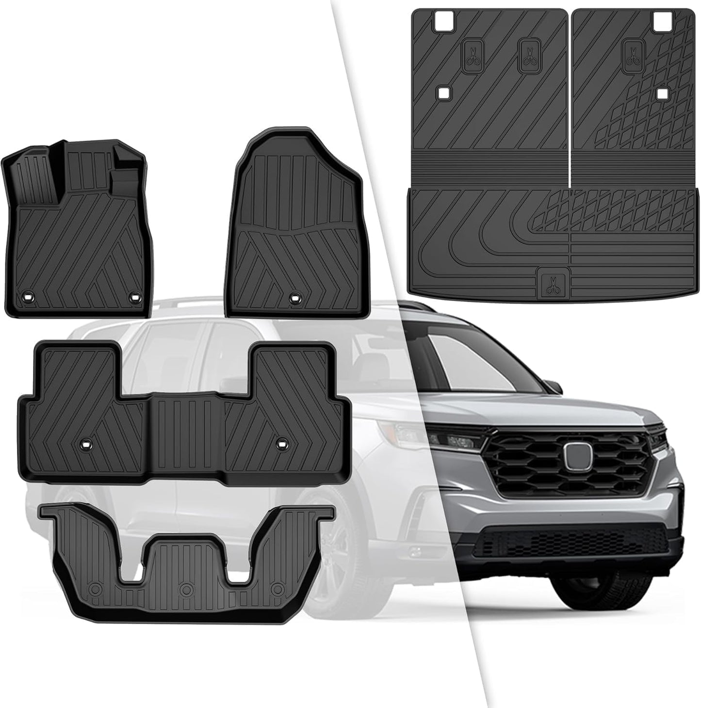 Cargo Liner & Backrest Mat Fit for Honda Prologue 2024 2025: Cargo Mat with Backrest Mat behind 2Nd Row Back Seat Protector - All Weather Protection Trunk Mat with Back Seat Cover Prologue Accessories