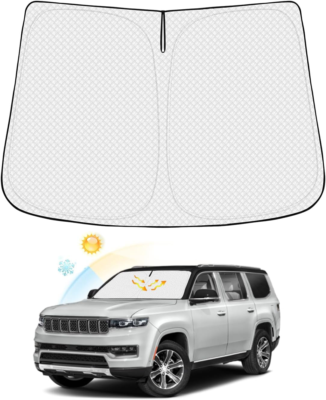 Windshield Sun Shade for Chevrolet/Chevy Blazer EV 2024 2025 Accessories Thicken 6-Layer Front Window Sunshade Cover Sun Visor Protector Foldable Block UV Rays Keep Vehicle Cool