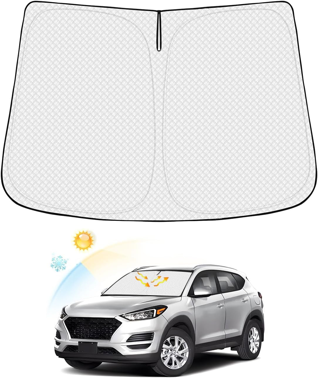 Windshield Sun Shade for Chevrolet/Chevy Blazer EV 2024 2025 Accessories Thicken 6-Layer Front Window Sunshade Cover Sun Visor Protector Foldable Block UV Rays Keep Vehicle Cool