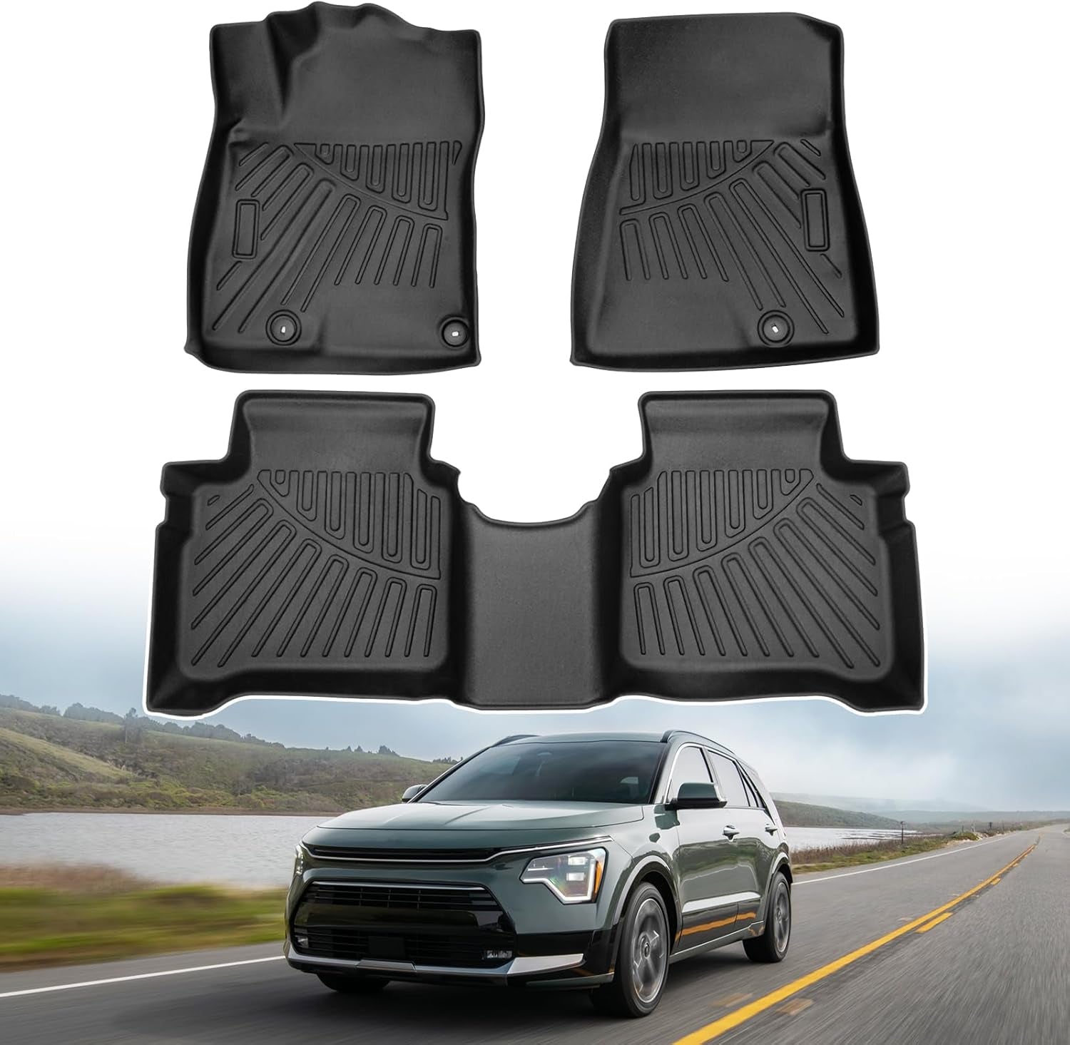 Floor Mats for 2022-2025 Hyundai Ioniq 5 Limited Only (With Sliding Console) Accessories Liner Set TPE 3D Car Mats All-Weather Custom Fit Floor Liners