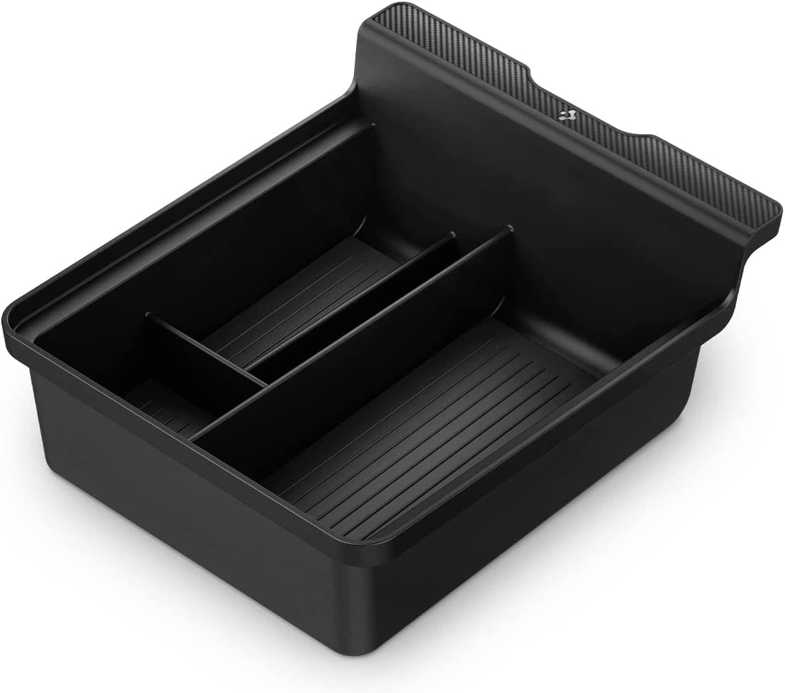 Center Console Organizer Tray(Carbon Edition) Designed for Tesla Model 3/Y with Smooth Slide Technology 2024/2023/2022 [Not Compatible with Model 3 2025/2024]