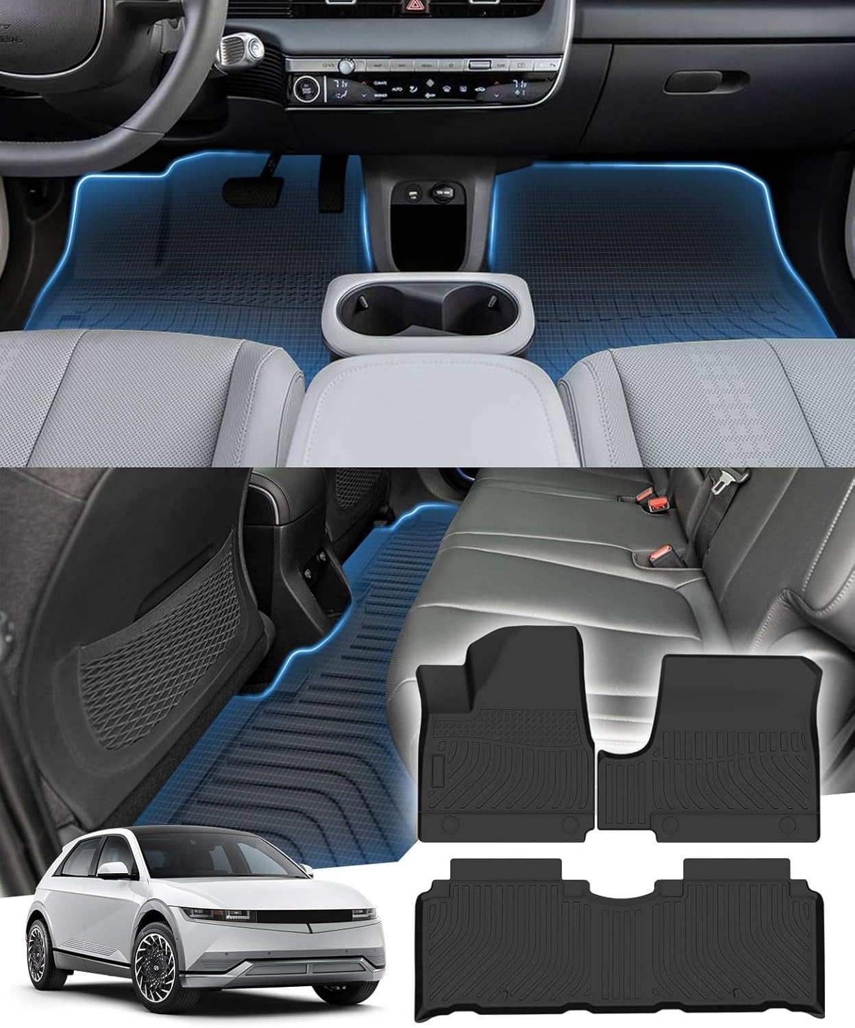 Cargo Liner for 2022 2023 2024 Hyundai Ioniq 5 Accessories TPE Cargo Mat All Weather Odorless Anti-Slip Rear Cargo Tray Heavy Duty Trunk Mat Black Trunk Floor Liners