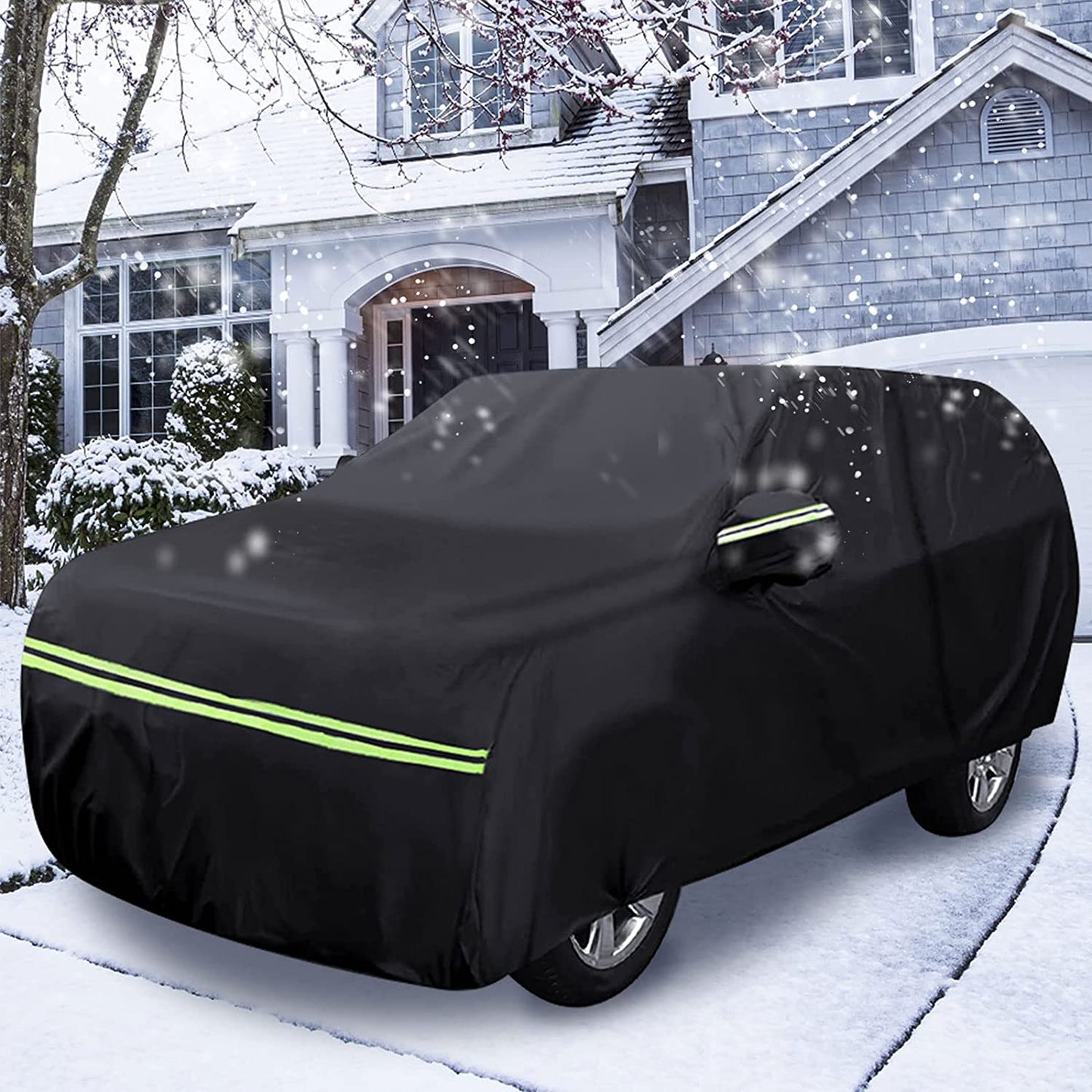 Waterproof Car Cover Replace for 2021-2024 Ford Mustang Mach-E, 6 Layers All Weather Custom-Fit Car Cover with Zipper Door, Ventilated Mesh & Charging Port for Snow Rain Dust Hail Protection