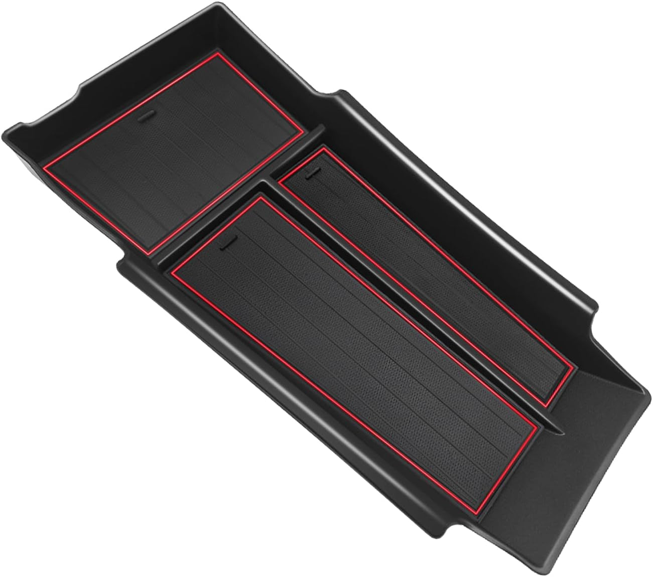 Lower Center Console Organizer Compatible with Chevrolet Equinox EV 2024+ Interior Accessories Floor Console Tray Storage ABS Material with PVC Trim (Red)