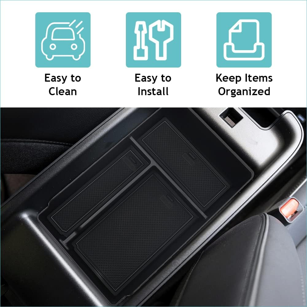 for Ioniq5 Armrest Storage Box Center Console Organizer Tray Interior Accessories with Rubber Black Trim Compatible with Hyundai Ioniq 5 2022-2024 Accessories(V2)