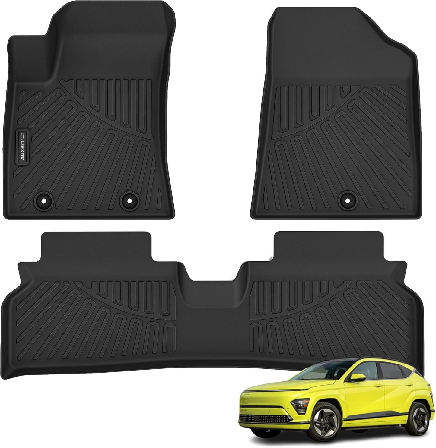 All Weather Floor Mats Fit for Hyundai Kona Electric(Ev) 2024 2025 TPE Rubber Liners Kona 2024 2025 Accessories Set All Season Guard Odorless Anti-Slip Floor Mats Black