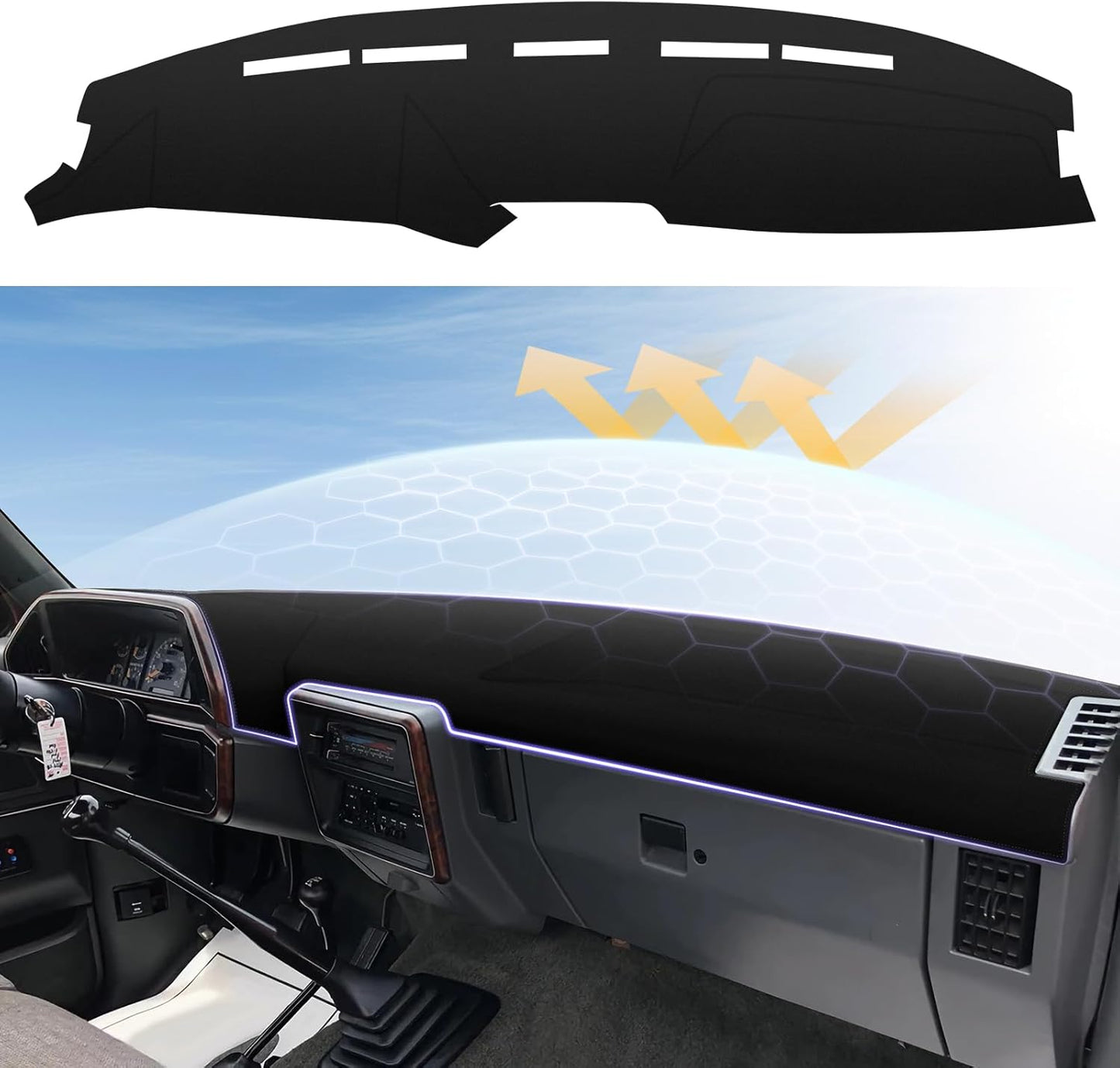 Upgraded Rubber Anti-Slip Dashboard Cover Fit for Rivian R1T 2022 2023 2024 2025 Dash Cover for Rivian Accessories Non-Slip Carpet Sunshield Glare UV Rays Protector