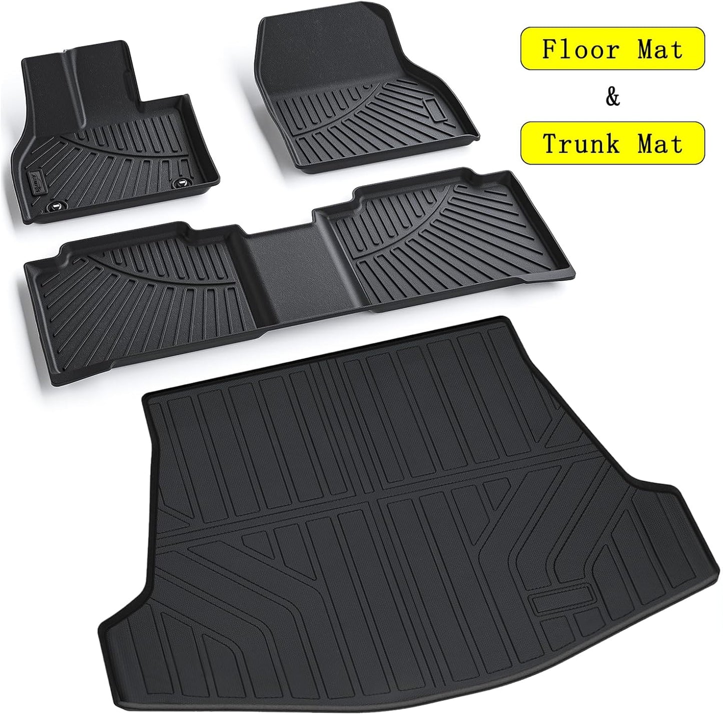 Floor Mats & Trunk Mat for 2023 2024 Toyota BZ4X, 2 Rows Full Set with Cargo Liner,Tpe All Weather Protection Car Floor Liners Accessory Custom Fit for 2023 2024 Toyota Bz4X-Black