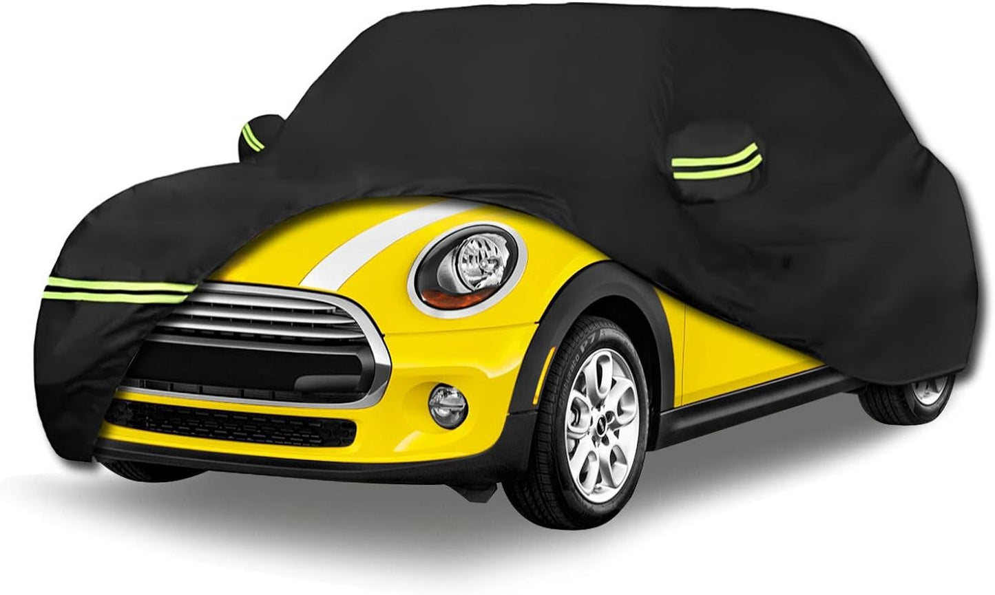 Waterproof Car Covers for 2007-2023 Fiat 500/500C/500E Abarth/New Fiat 500 (Black) 210T Custom Outdoor Storm Hood