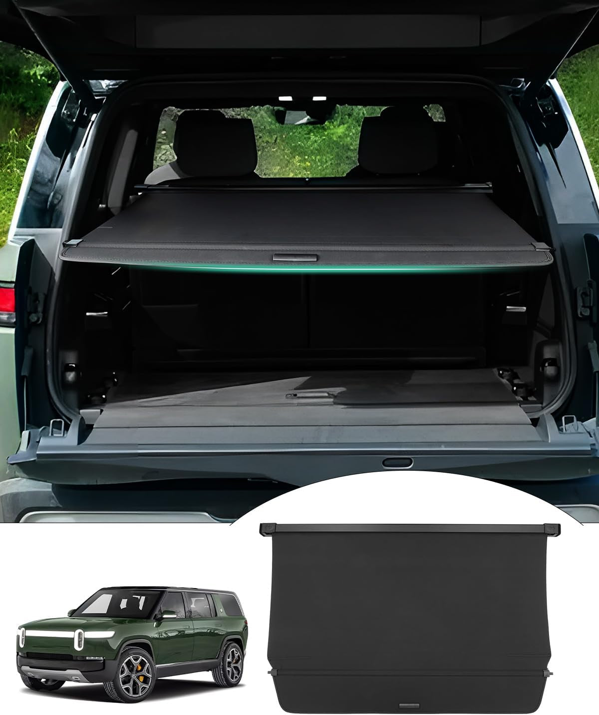 Cargo Cover for 2024 2025 Kia EV9 Accessories Trunk Cover Retractable Trunk Shielding Shade Cargo Luggage Cover Black