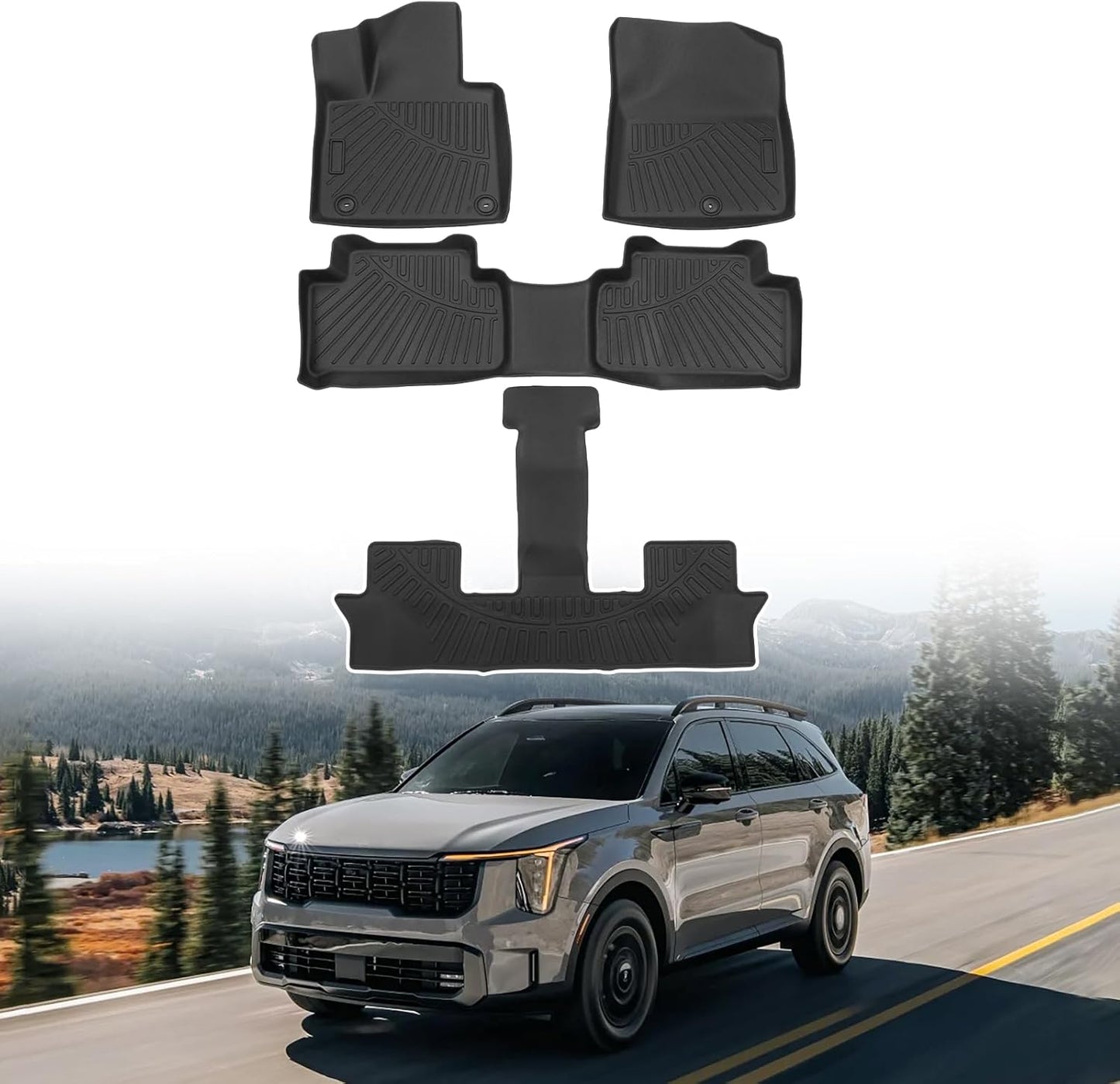 Floor Mats for 2022-2025 Hyundai Ioniq 5 Limited Only (With Sliding Console) Accessories Liner Set TPE 3D Car Mats All-Weather Custom Fit Floor Liners