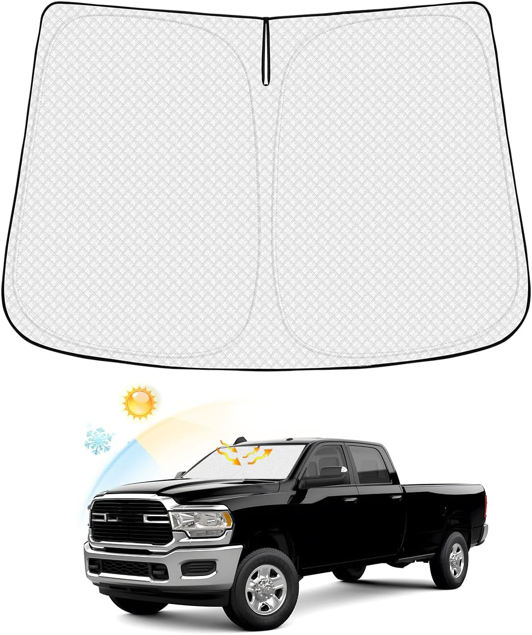 Windshield Sun Shade for 2021-2024 2025 Ford Mustang Mach-E Accessories Thicken 6-Layer Front Window Sunshade Cover Sun Visor Protector Foldable Block UV Rays Keep Vehicle Cool