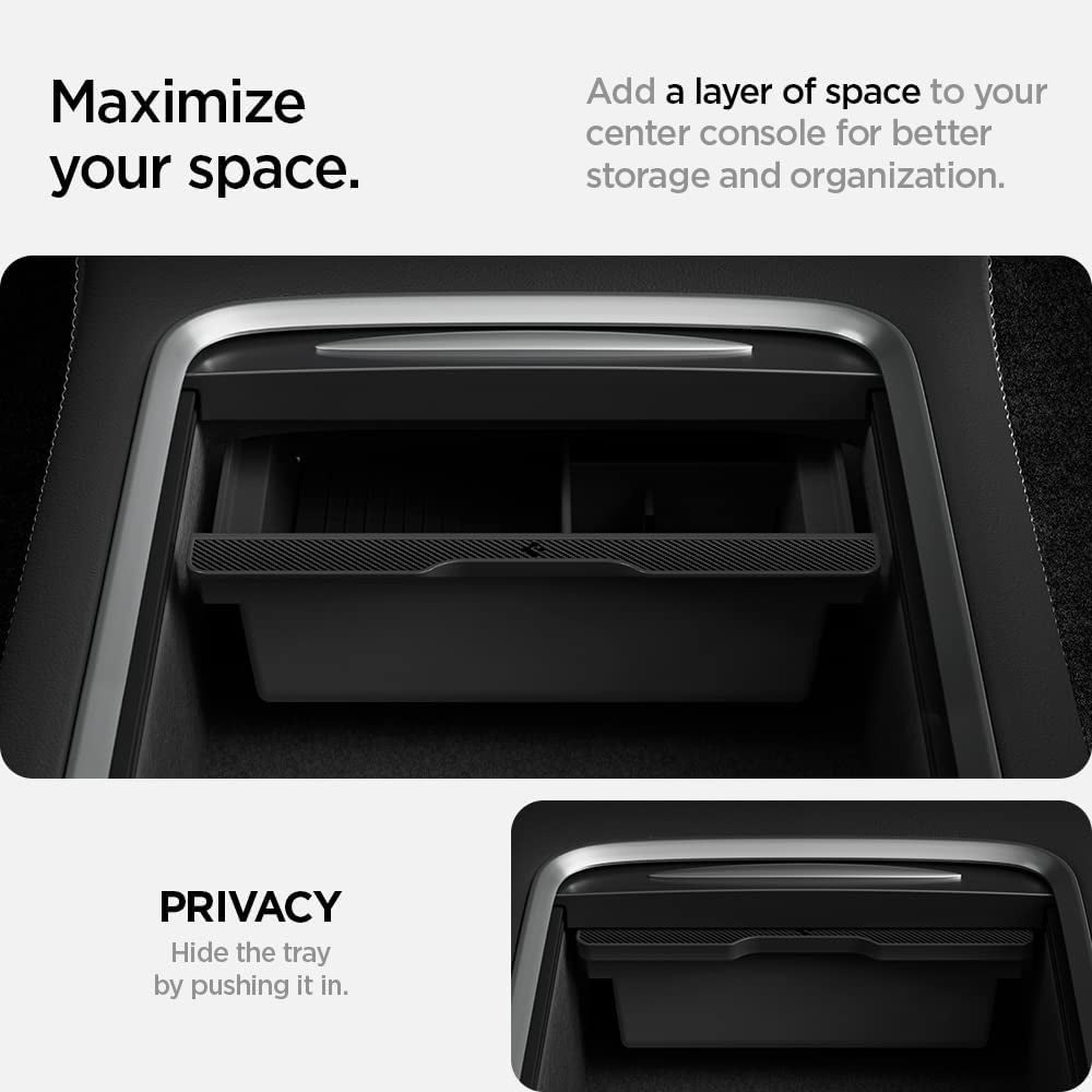 Center Console Organizer Tray(Carbon Edition) Designed for Tesla Model 3/Y with Smooth Slide Technology 2024/2023/2022 [Not Compatible with Model 3 2025/2024]