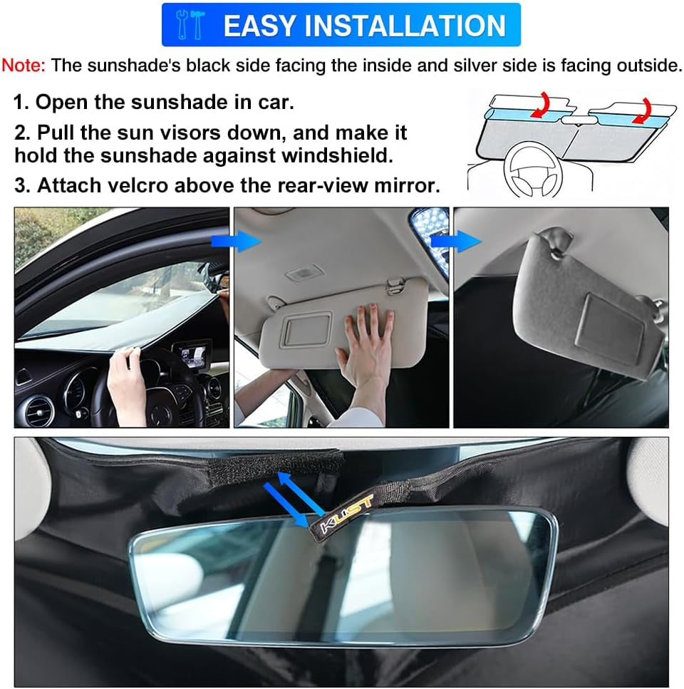 Windshield Sun Shade for Hyundai Ioniq 5 Accessories 2022-2025 34.5‘’X58.5‘’ Sunshade Window Sun Visor Protector Foldable Blocks UV Rays Keep Your Car Cooler