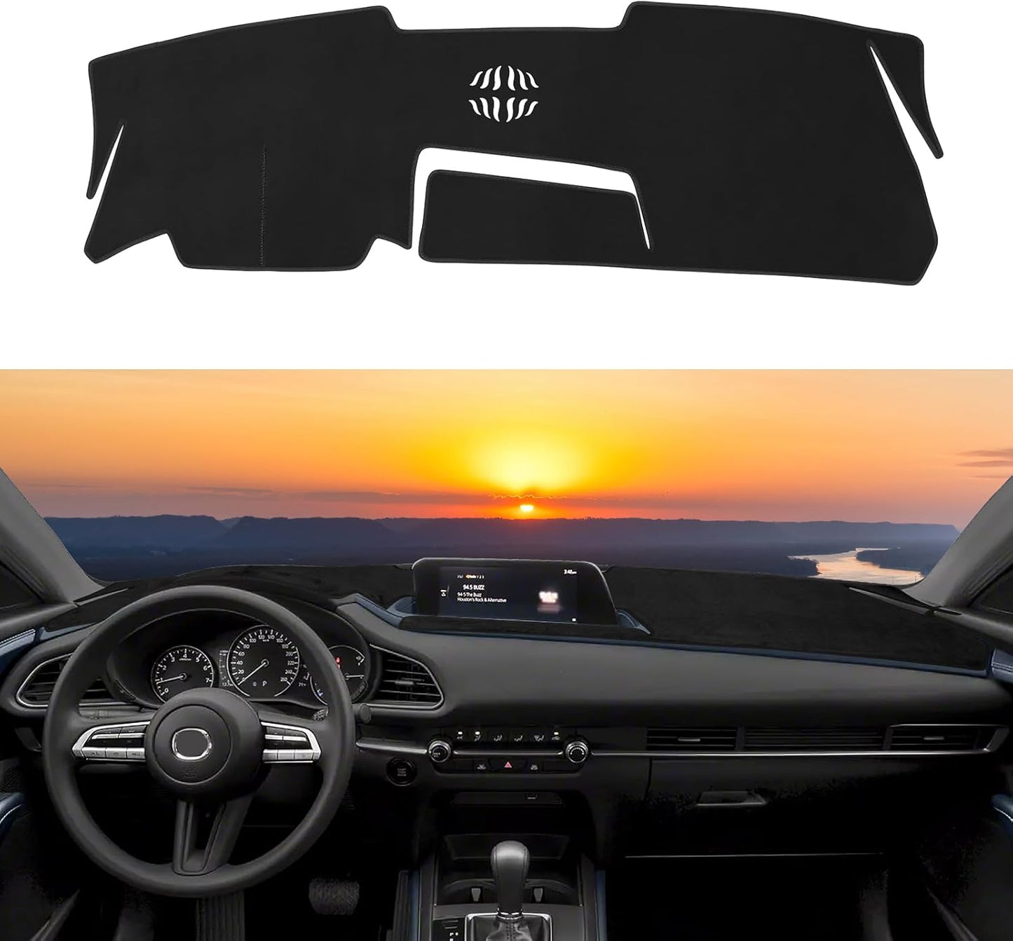 Dashboard Cover Mat Custom Fit for 2021-2024 Ford Mustang Mach-E Dash Cover Nonslip Dash Mat Protector Sunshade No Glare Black