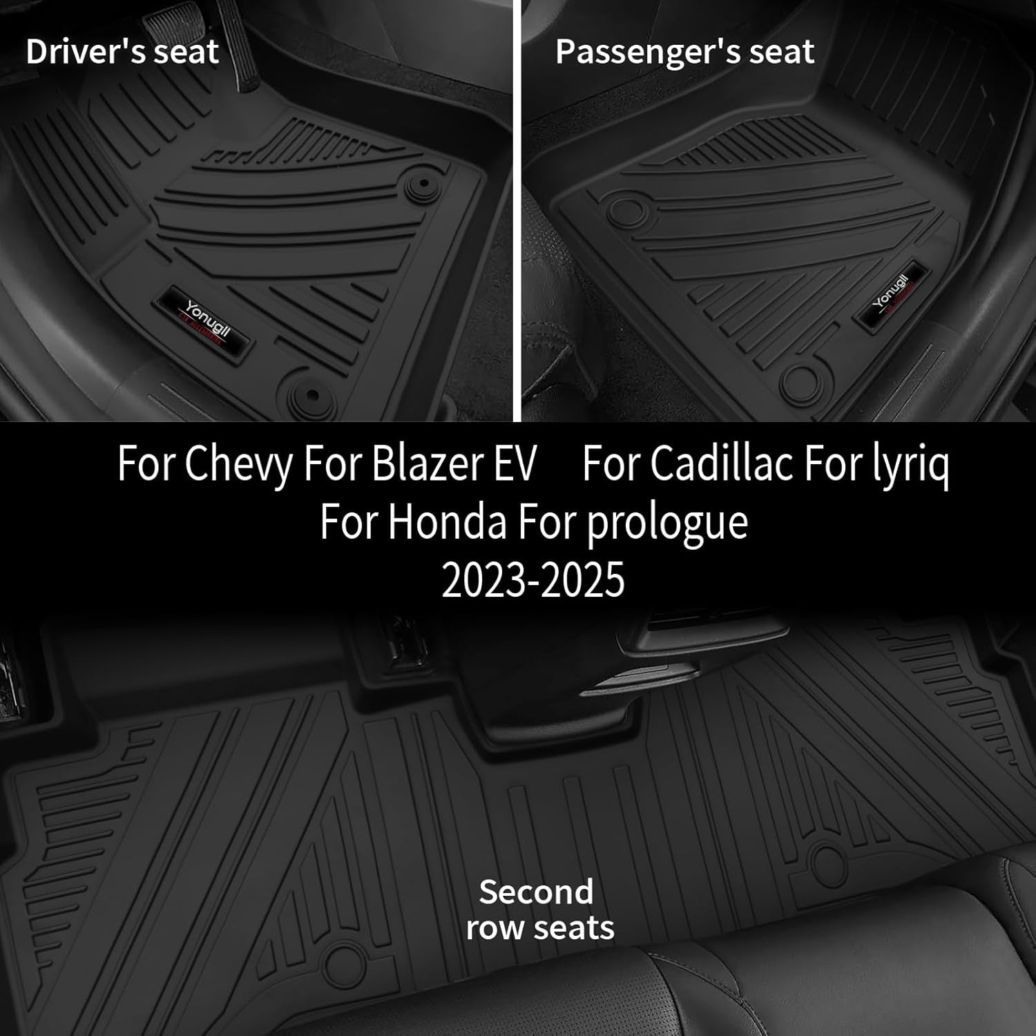 Custom for 2023 2024 2025 Chevy Blazer EV (Not Blazer)/Honda Prologue/Cadillac Lyriq Floor Mats Trunk Cargo Liner and Backrest Mat All Weather TPE Protection Mat Accessories