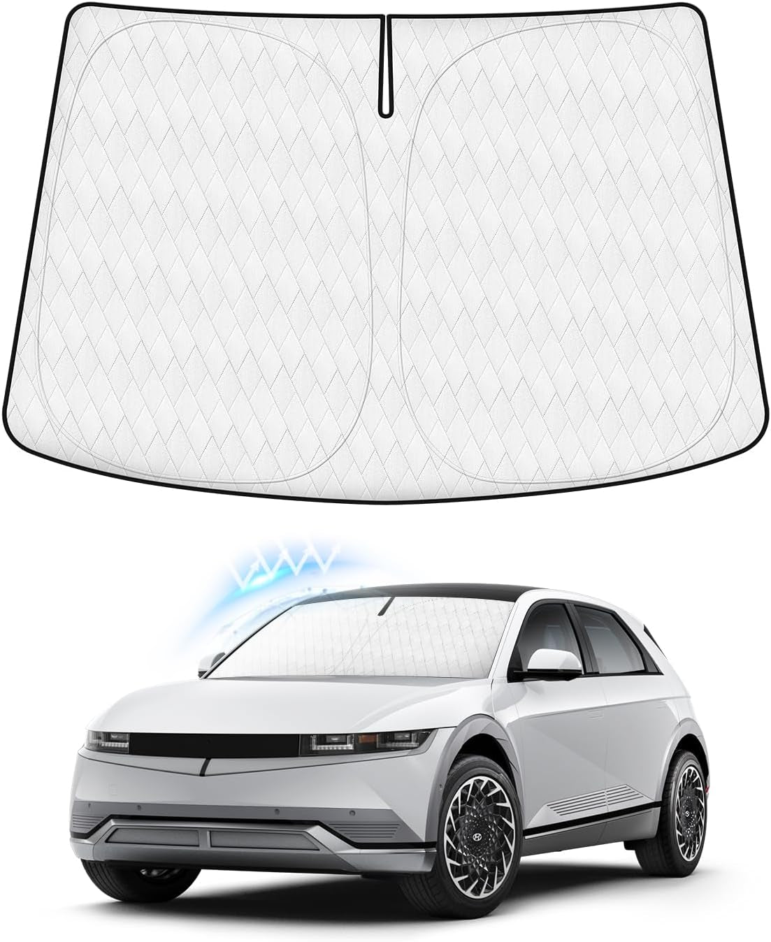 Windshield Sun Shade for Hyundai Ioniq 5 Accessories 2022-2025 34.5‘’X58.5‘’ Sunshade Window Sun Visor Protector Foldable Blocks UV Rays Keep Your Car Cooler