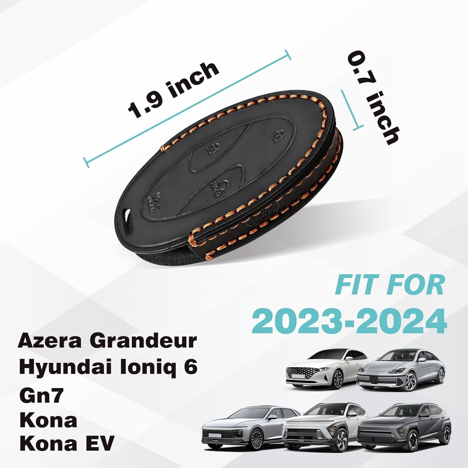 Compatible with Hyundai Ioniq 6 /Azera Grandeurgn7 /Kona/Kona EV Key Fob Cover Accessories Leather Shells Protector Remote Key Case 2023 2024 Accessories (5 Button)