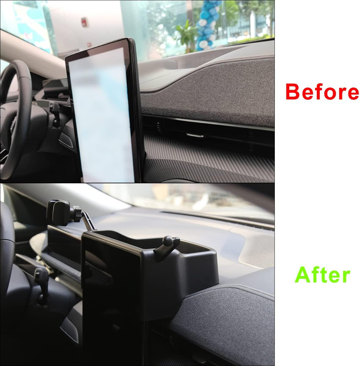 Bestevmod Center Console Dash Storage Box Tray Compatible with Mustang Mach-E Mach E 2021 2022 2023 2024 Interior Accessories 360 Degree Rotatable Phone Holder Dashboard Organizer