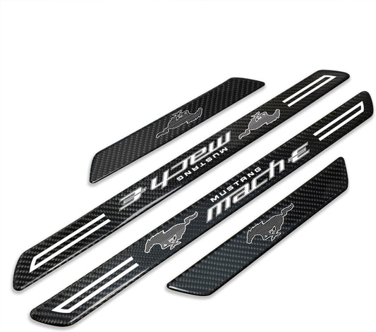 For Ford Mustang Mach-E Real Carbon Fiber 4 Pcs Universal Door Sill Step Protector Guard Decal Plates