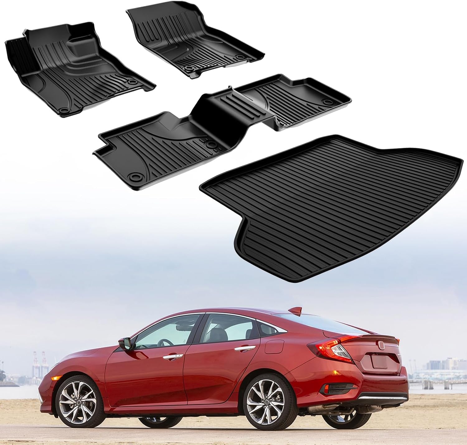 Cargo Liner & Backrest Mat Fit for Honda Prologue 2024 2025: Cargo Mat with Backrest Mat behind 2Nd Row Back Seat Protector - All Weather Protection Trunk Mat with Back Seat Cover Prologue Accessories