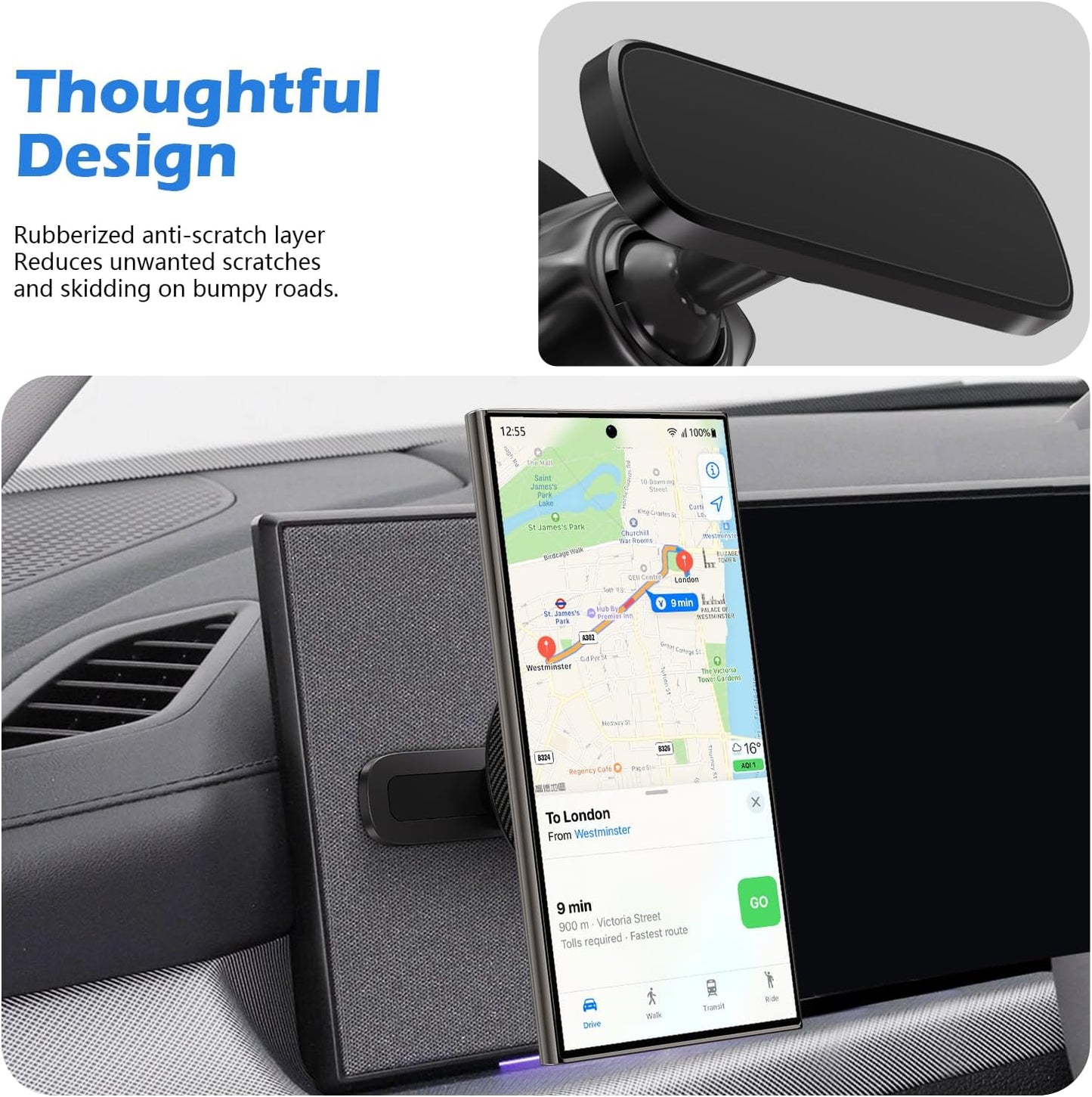 Designed for Hyundai Ioniq 5 Phone Mount, Magnetically Attaches to Metallic Dashboard for 2024 Hyundai Sonata, Kona & Loniq5 2024 2023 2022 [Compatible with Magsafe]