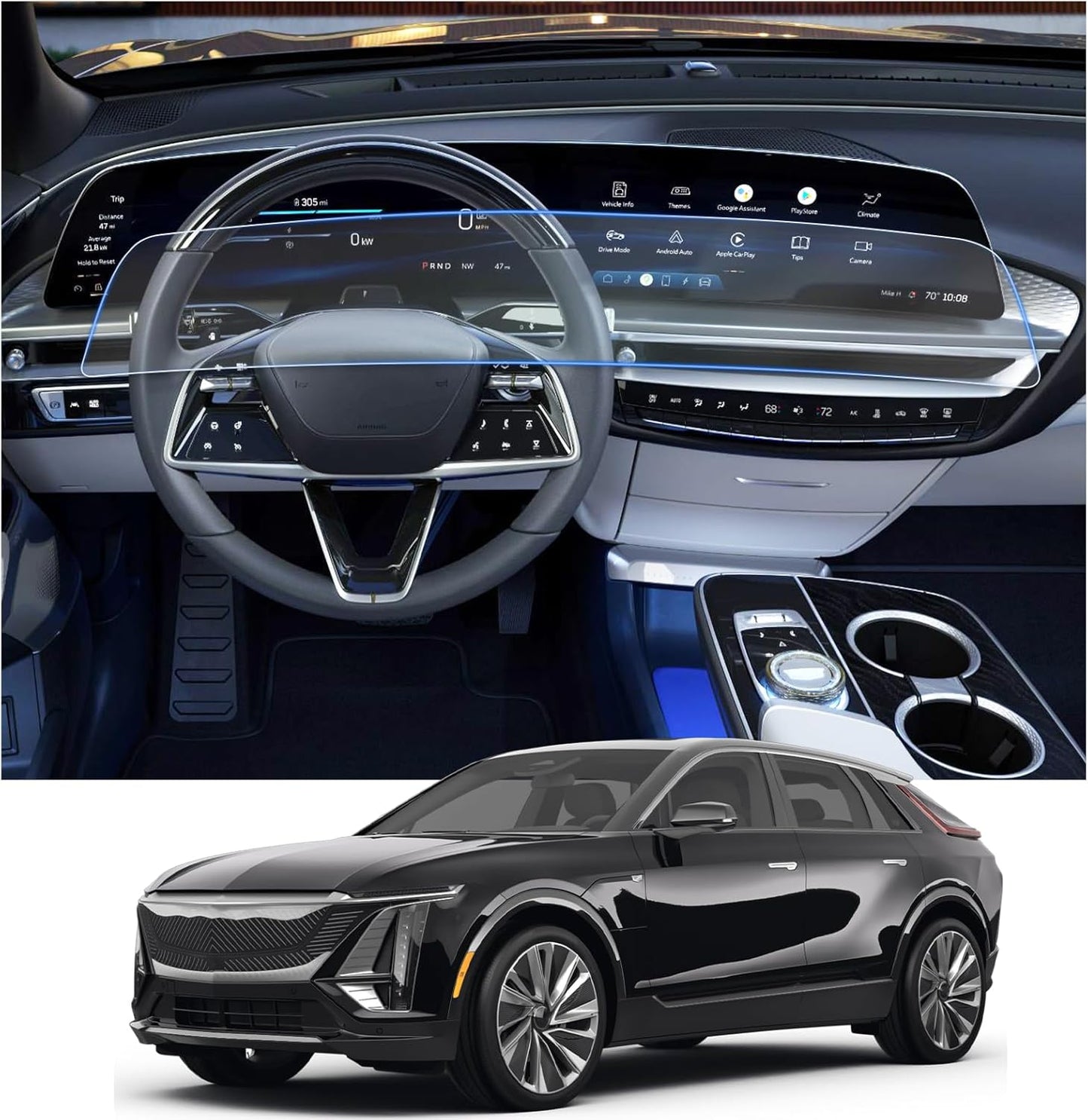 2PCS 2023-2025 Lyriq Screen Protector for 2023-2025 Cadillac Lyriq/ 2024 2025 Cadillac XT4/ 2025 Cadillac CT5/ 2025 Cadillac OPTIQ Accessories 33 Inch Center Screen Guard