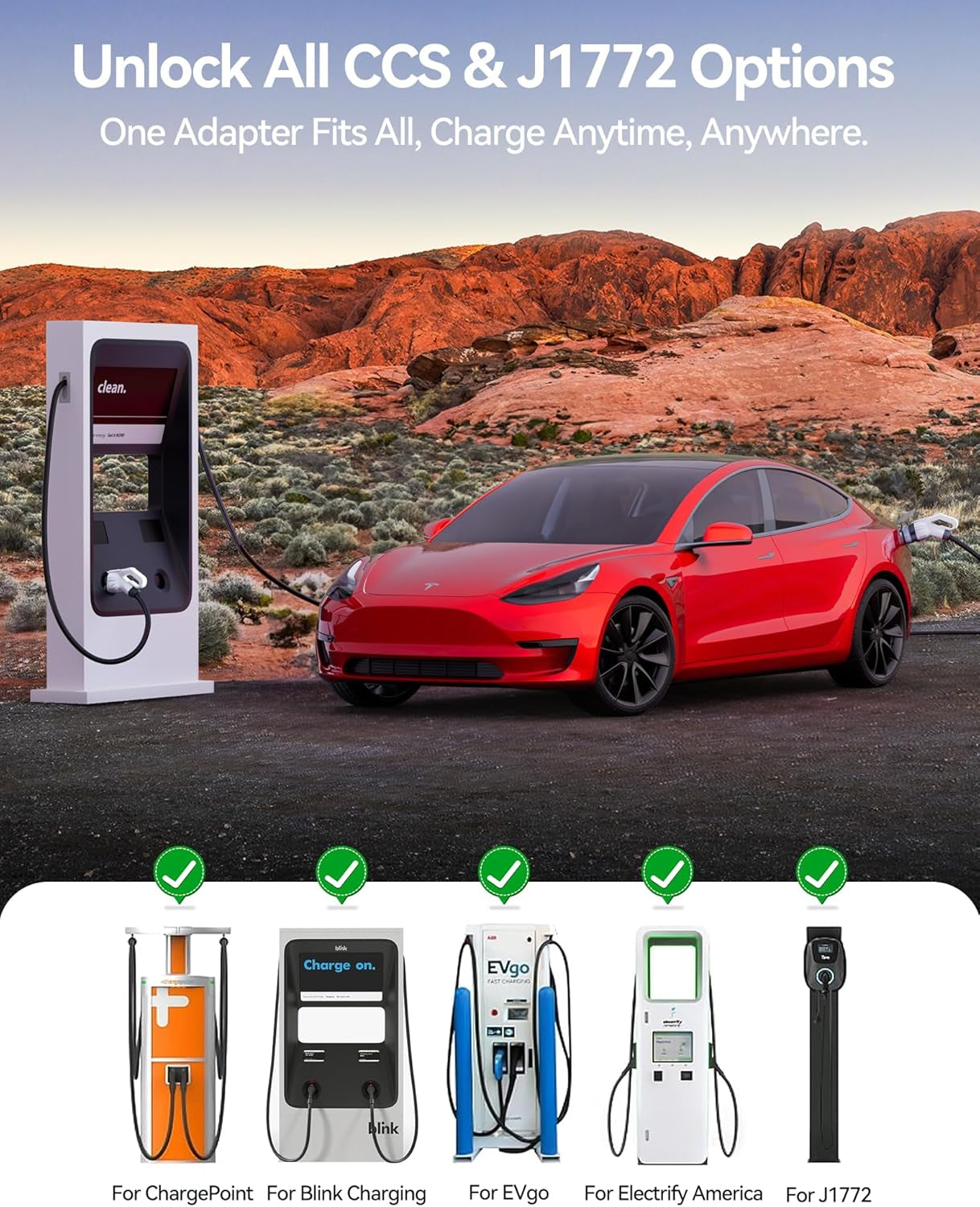 Upgraded 2In1 CCS & J1772 to Tesla Adapter, 250KW Superfast CCS1 to Tesla Charging Adapter, Fit for Tesla Model Y, 3, S, X, Compatible with Level 1 2 3 Charging Stations with CCS1& J1772 Plug