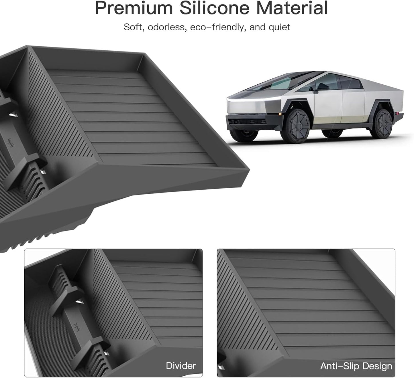 For Tesla Cybertruck Hidden Screen Storage Tray 2025 2024, Silicone Console Organizer, Custom Fit, Phone Holder for Safer FSD Driving, Easy to Clean, Avoid Distractions, Dashboard Storage Box