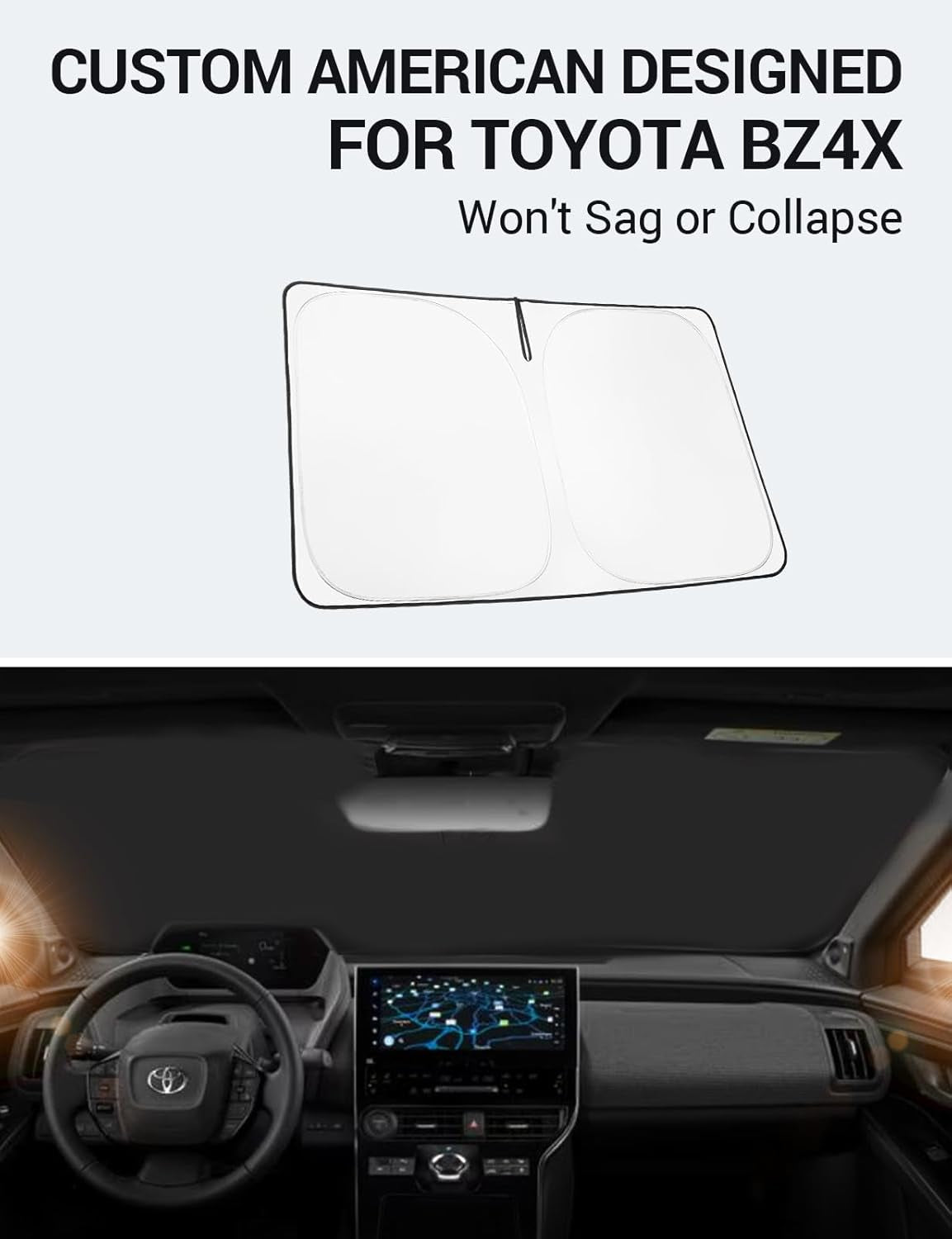 2025 Upgrade Front Windshield Sun Shade Foldable Sunshade Protector Custom Fit 2023-2024 2025 Toyota Bz4X Accessories