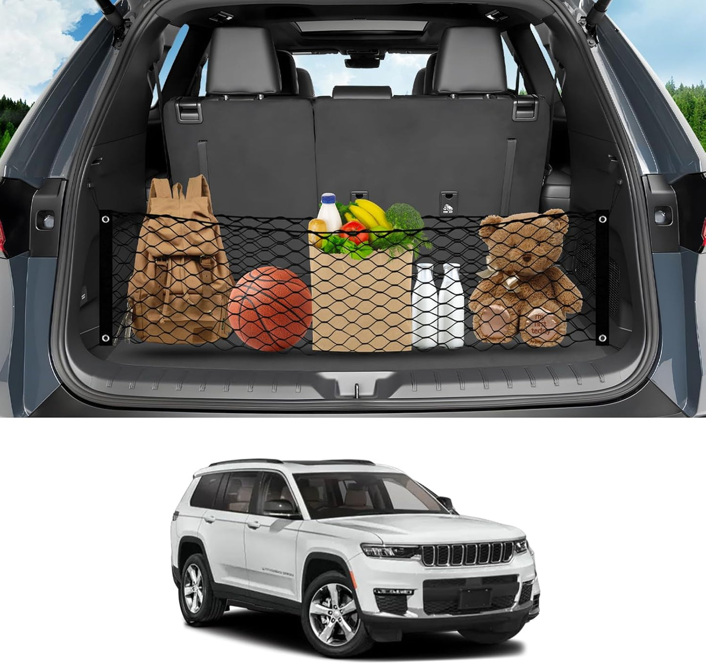 for Rivian R1T R1S Envelope Style Truck Bed Cargo Net 2022-2024 2025, Highly Elastic Pickup Truck Bed Cargo Net for Rivian Accessories Double Layer Nylon Mesh Storage Netting Organizer