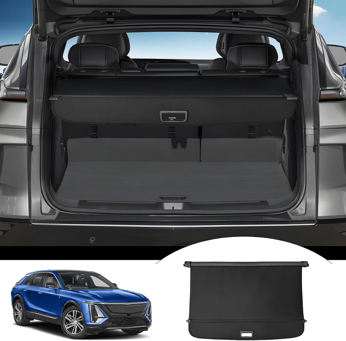 Cargo Cover for 2024 2025 Kia EV9 Accessories Trunk Cover Retractable Trunk Shielding Shade Cargo Luggage Cover Black