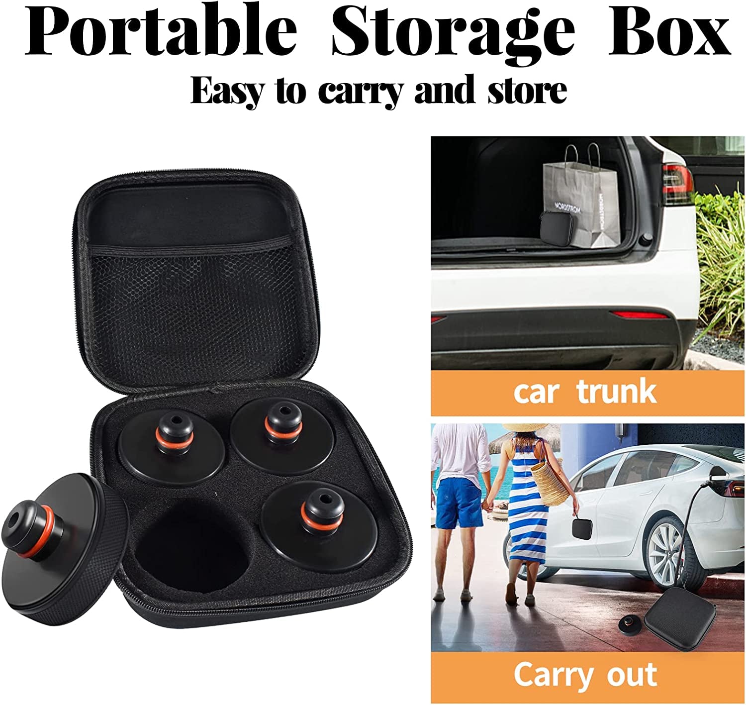 Lifting Jack Pad for Tesla Model 3/S/X/Y, 4 Pucks with Storage Case, Accessories for Tesla Vehicles 2013 to 2025