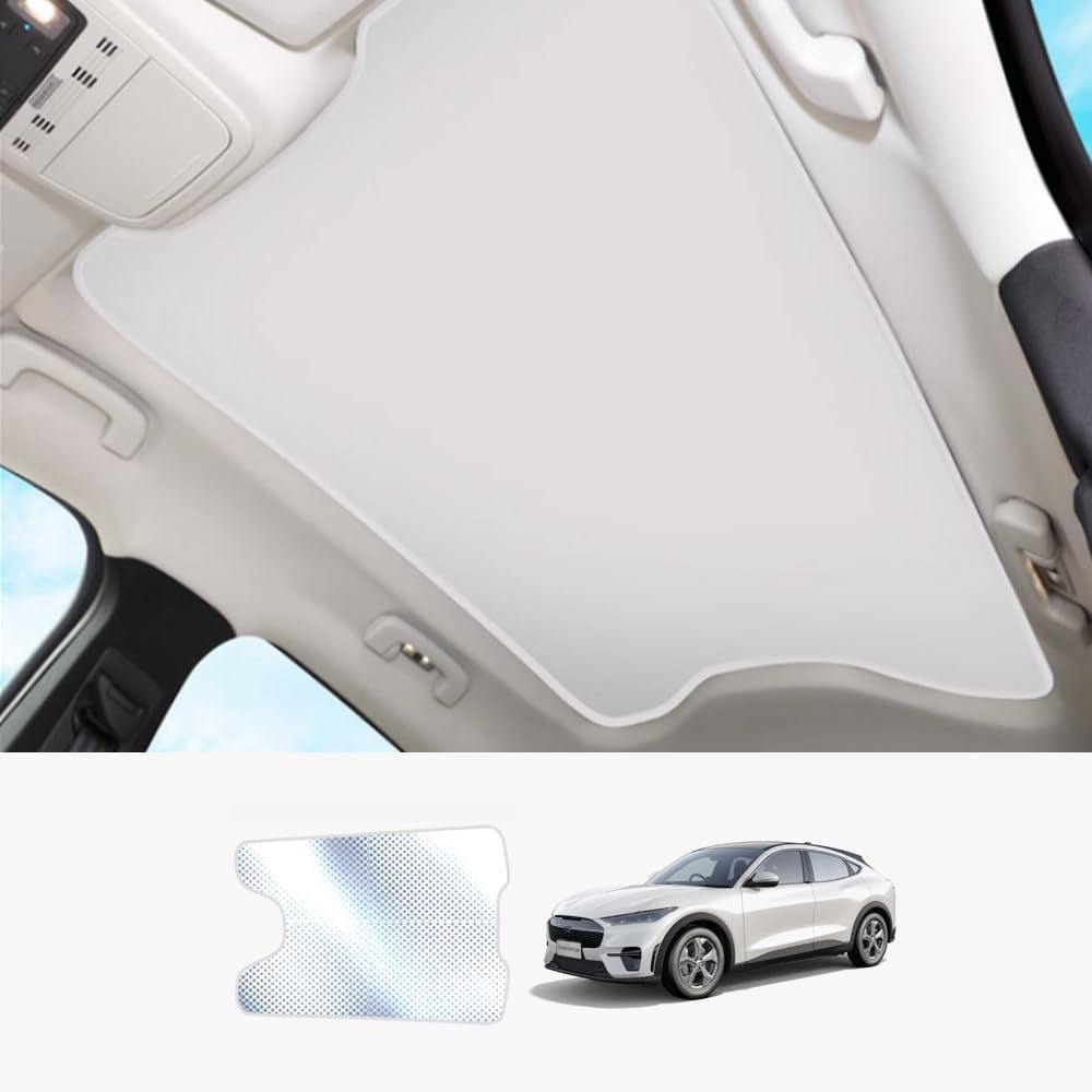 Foldable Roof Sunshade Compatible for Ford Mustang Mach-E 2021–Present Accessories Upgraded Heat Reflective Car Interior Window Sunroof Sun Shade